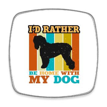Noir Terrier Russe Chien Silhouette Rétro Coucher de Soleil - Magnet carré - blanc - Devant