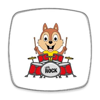 SCHLAGZEUG - MUSIK - TIER - BAND - ROCK - FUN - Viereckiger Kühlschrankmagnet - Weiß - Vorne