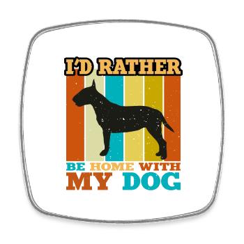 Bull Terrier Dog Lover Silhouette Vintage Sunset - Square fridge magnet - white - Front