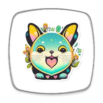 Maus mit Frühling Vibes - Viereckiger Kühlschrankmagnet - Weiß - Vorne