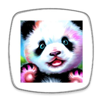 Panda - Viereckiger Kühlschrankmagnet - Weiß - Vorne