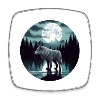 Le loup gris survit à la forêt Moon Lake Graphic - Magnet carré - blanc - Devant