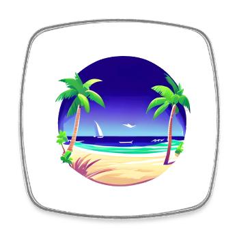 Summer Vacation Palm Sun Island Beach Palm - Square fridge magnet - white - Front