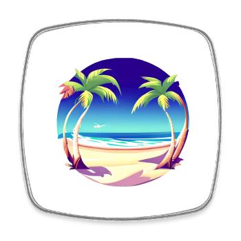 Summer Vacation Island Palm Sun Palm Beach - Square fridge magnet - white - Front