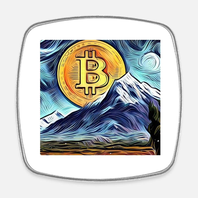 Bitcoin + Nature - Square fridge magnet - white