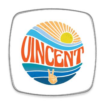 Vincent Hemd Vintage Sunset Vincent Groovy Krawatte - Viereckiger Kühlschrankmagnet - Weiß - Vorne