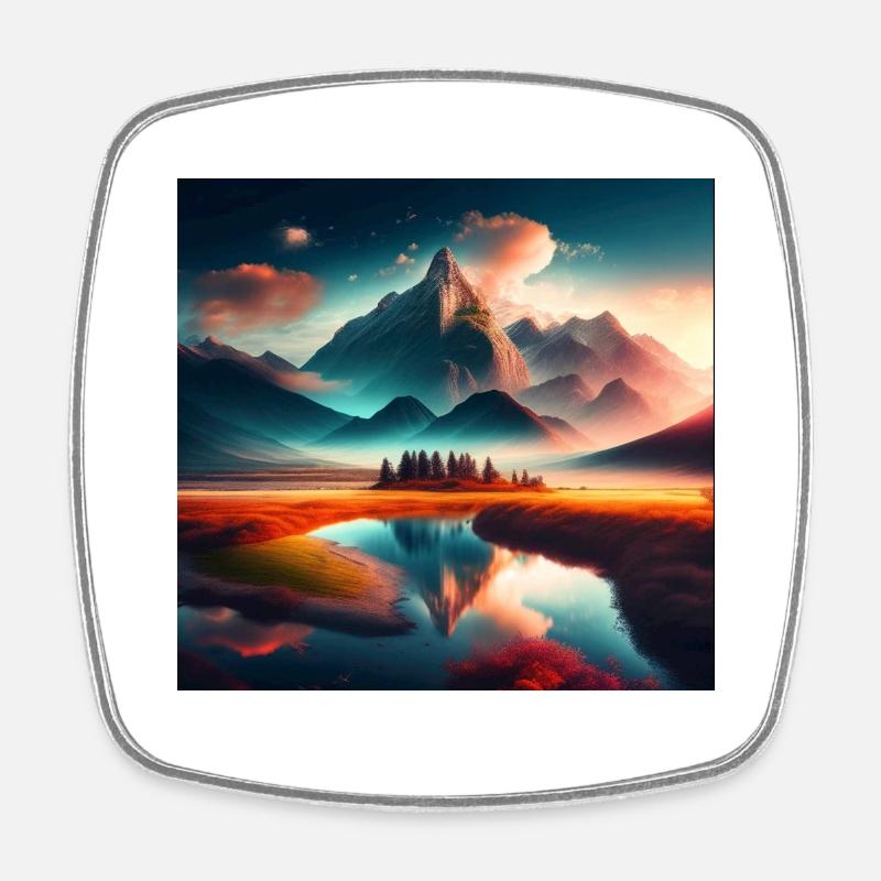 Paysage - Magnet carré - blanc