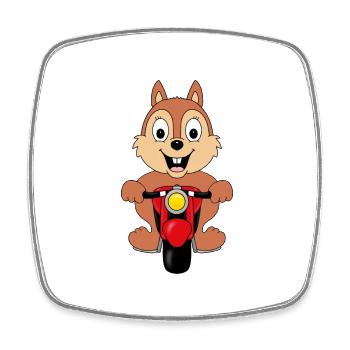 EICHHÖRNCHEN - MOTORRAD - BIKER - TIER - Viereckiger Kühlschrankmagnet - Weiß - Vorne