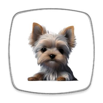 dog owner Yorkshire Terrier puppy dog - Square fridge magnet - white - Front
