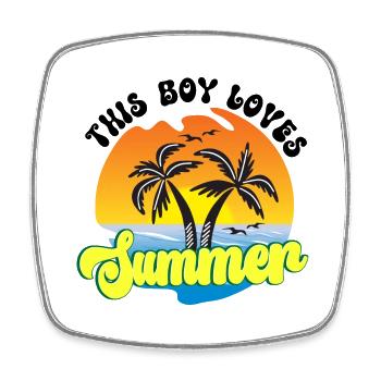 Dieser Junge liebt den Sommer - Viereckiger Kühlschrankmagnet - Weiß - Vorne