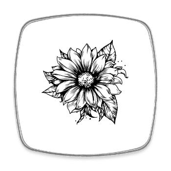 Hand-drawn sunflower, sunflower sticker - Square fridge magnet - white - Front