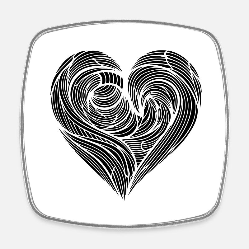 Creative ornate heart for valetnine day - Square fridge magnet - white