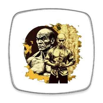 Kung Fu Kämpfer - Viereckiger Kühlschrankmagnet - Weiß - Vorne