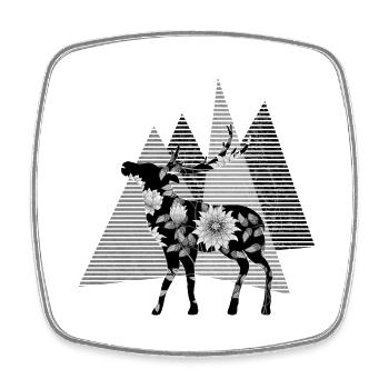 Hirsch - Viereckiger Kühlschrankmagnet - Weiß - Vorne