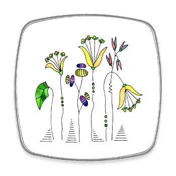 Fleur - Magnet carré - blanc - Devant