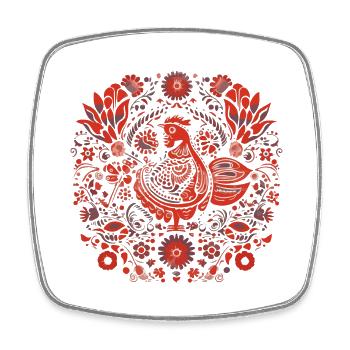 Der alte rote Vogel - Viereckiger Kühlschrankmagnet - Weiß - Vorne