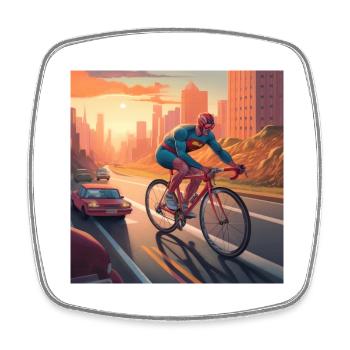 Rennrad Held mit Umhang fährt auf seinem Fahrrad - Viereckiger Kühlschrankmagnet - Weiß - Vorne