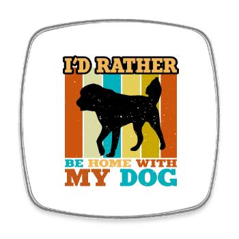 Himalayan Sheepdog Dog Silhouette Retro Sunset - Square fridge magnet - white - Front