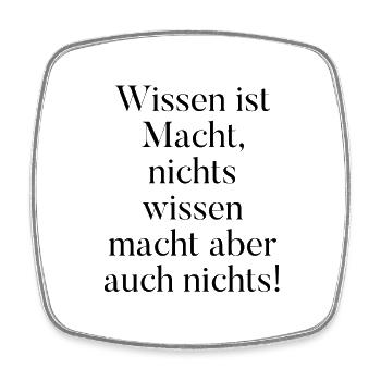 T-Shirt "Wissen ist Macht" - Viereckiger Kühlschrankmagnet - Weiß - Vorne