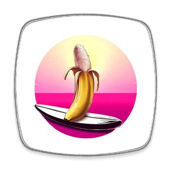 Surfing Banana Sunset - Square fridge magnet - white - Front