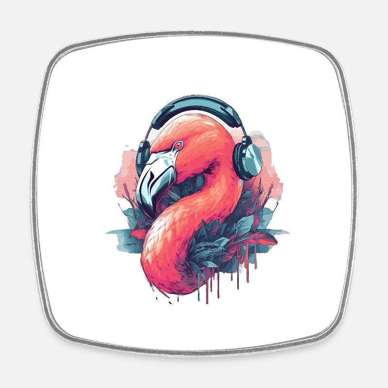 Flamingo Fusion - Square fridge magnet - white