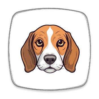 Beagle Kopf Comic Cartoon Look Hunde Glück - Viereckiger Kühlschrankmagnet - Weiß - Vorne