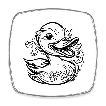 Canard nageur mignon avec un sourire amusant - Magnet carré - blanc - Devant