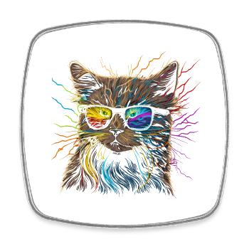 Aquarelle Cat Cat Deco Art - Magnet carré - blanc - Devant