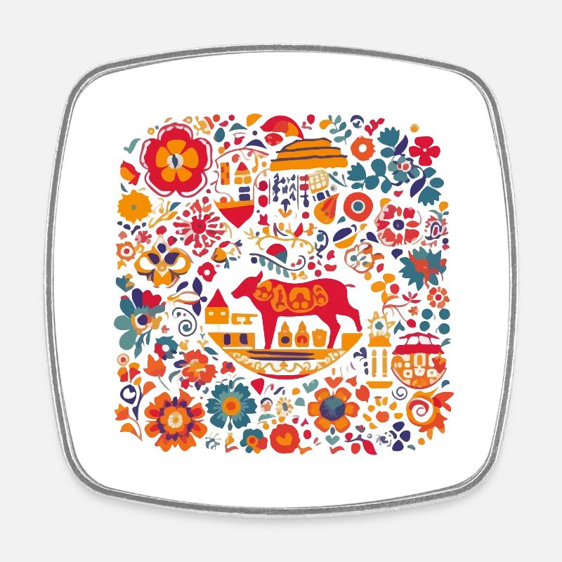 Design espagnol traditionnel - Magnet carré - blanc
