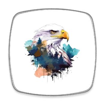 Eagle Head Nature Wilderness Forest Trees Art - Square fridge magnet - white - Front