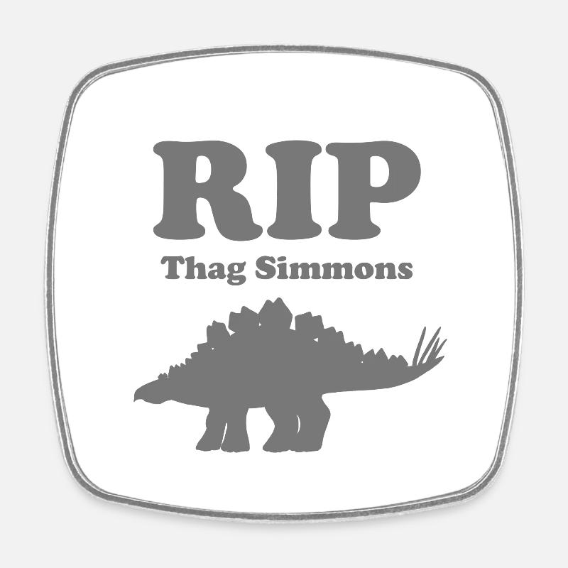 RIP Thag Simmons: A Stegosaurus-sized Loss - Grey - Square fridge magnet - white