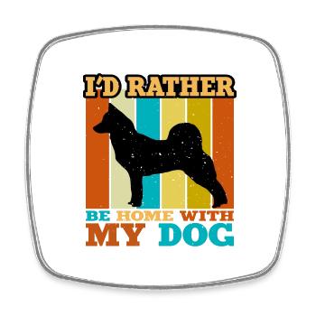 Norrbottenspets Dog Love Silhouette Vintage Sunset - Square fridge magnet - white - Front