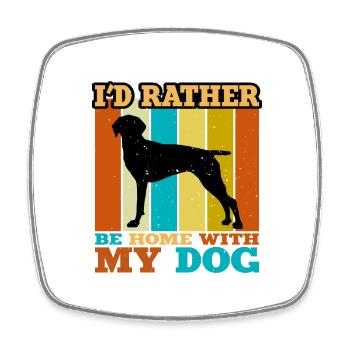 Alte dänische Vorstehhund-Silhouette Retro-Sonnenuntergang - Viereckiger Kühlschrankmagnet - Weiß - Vorne