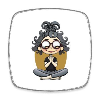 Yoga Lotus Pose - Viereckiger Kühlschrankmagnet - Weiß - Vorne