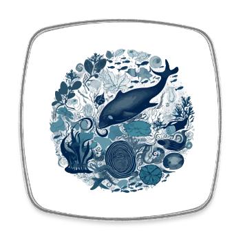 Wonders of the Ocean - Square fridge magnet - white - Front