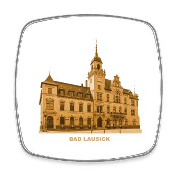 Bad Lausick Rathaus Kurort Sachsen - Viereckiger Kühlschrankmagnet - Weiß - Vorne