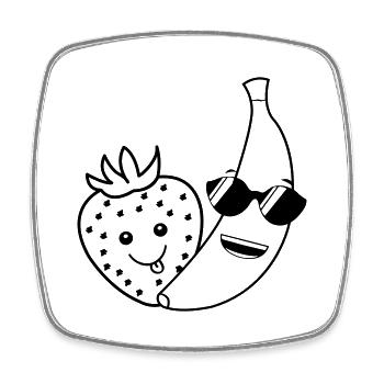 Fraise Banane - Magnet carré - blanc - Devant