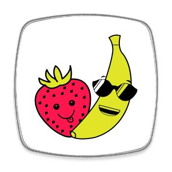 Fraise Banane - Magnet carré - blanc - Devant
