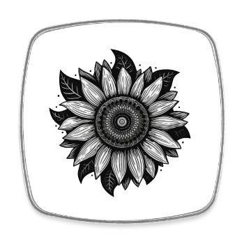 Tournesol - Magnet carré - blanc - Devant