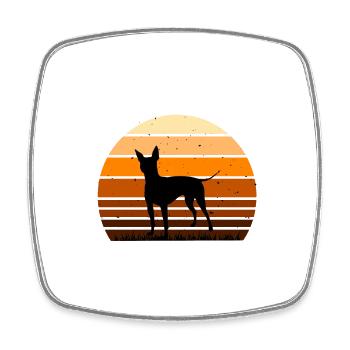 American Hairless Terrier Dog Silhouette Retro - Square fridge magnet - white - Front