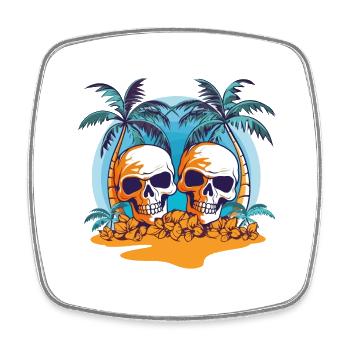 Été Soleil Palmiers Skull Beach Mer Vacances - Magnet carré - blanc - Devant