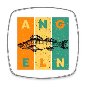 Angeln Grün Orange Gelb Fisch - Viereckiger Kühlschrankmagnet - Weiß - Vorne