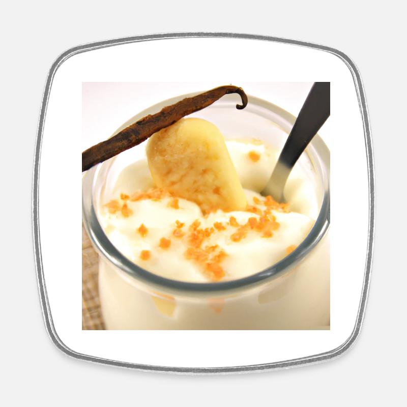 Jutosité dessert pudding à la sauce vanille - Magnet carré - blanc