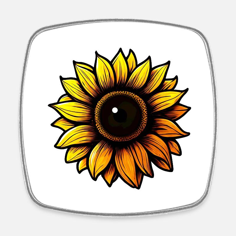 Sunflower - Square fridge magnet - white
