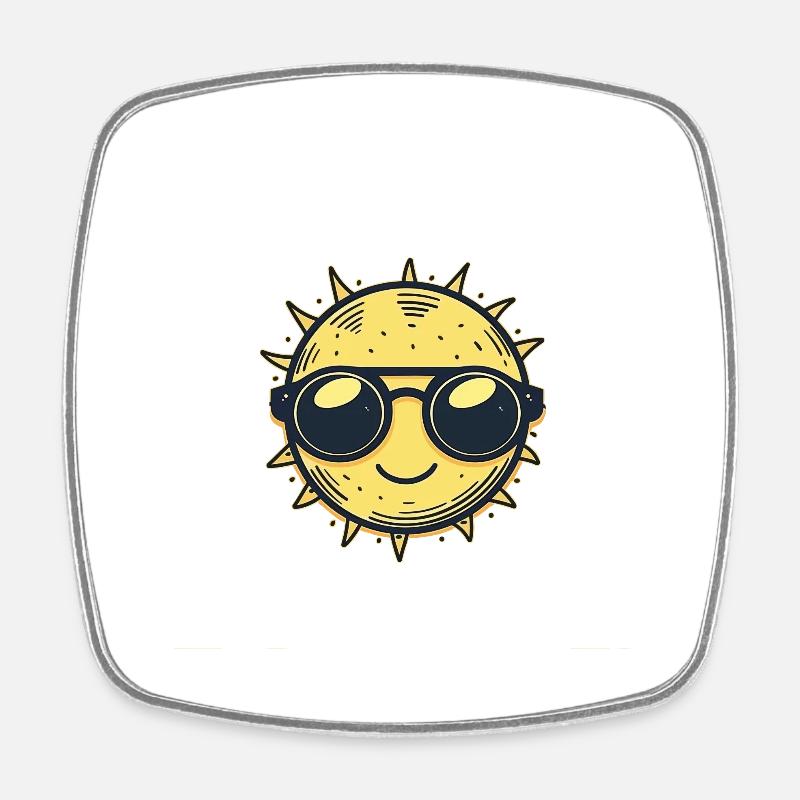 Soleil - Magnet carré - blanc