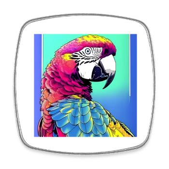 Neon Macaw - Square fridge magnet - white - Front