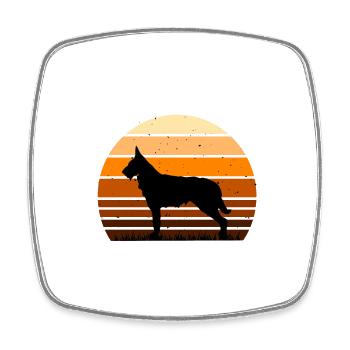 Berger Picard Dog Lover Silhouette Vintage Sunset - Square fridge magnet - white - Front