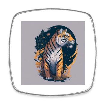Tigre - Magnet carré - blanc - Devant