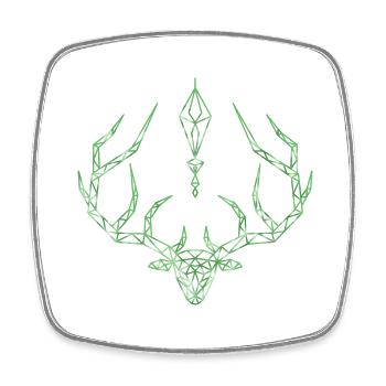Tête d’un cerf fait de lignes de grille verte - Magnet carré - blanc - Devant