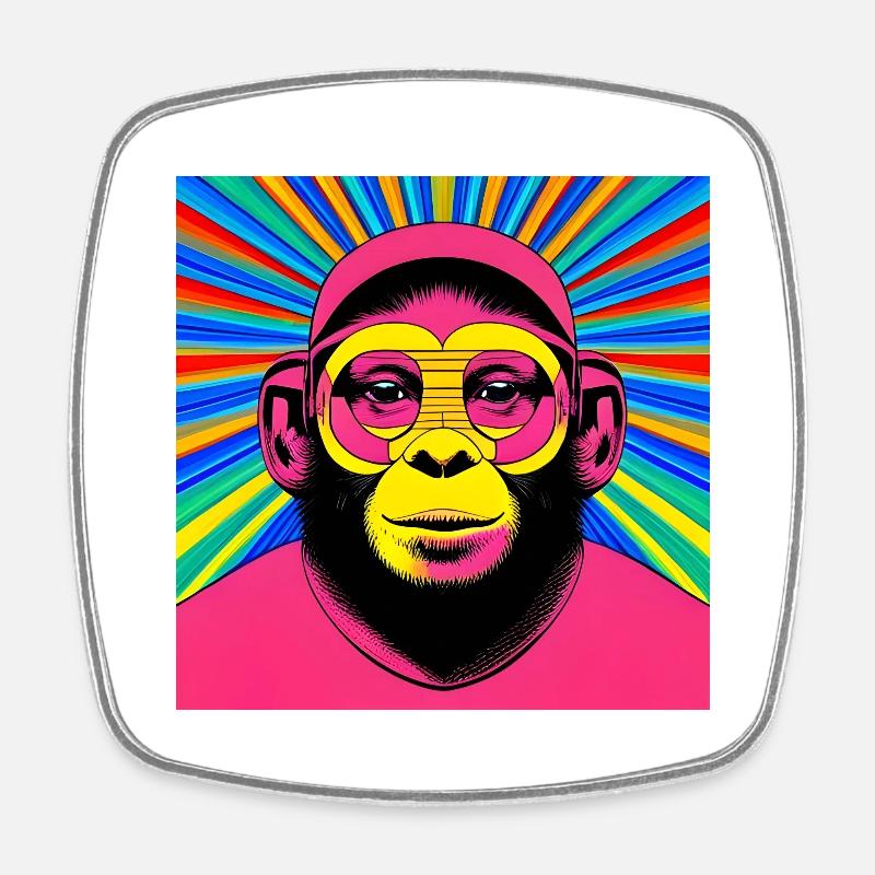 Pink monkey - Square fridge magnet - white